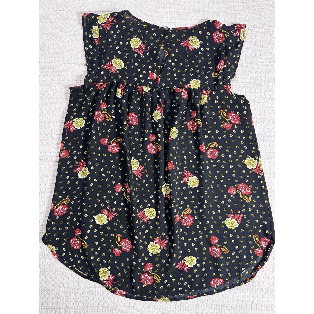LOFT Outlet Sleeveless Floral Tank Top Blouse XS Black Red Workwear Office (B7)‎ - Picture 2 of 7